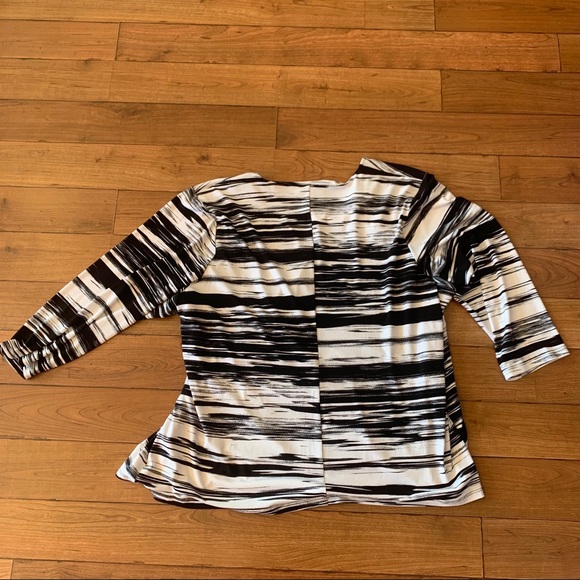 Calvin Klein Black and White Plus Wrap Blouse - Picture 2 of 4